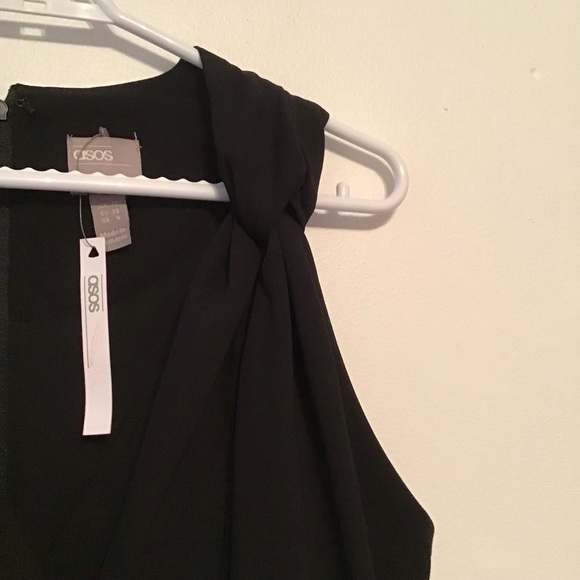 NWT ASOS Black Faux Wrap Dress - Picture 4 of 7